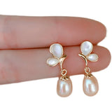 925 Silver Pearl Stud Earrings for Women Wedding Party Gift