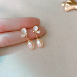925 Silver Pearl Stud Earrings for Women Wedding Party Gift