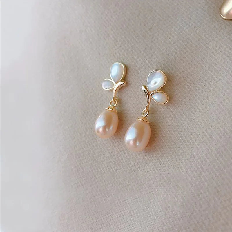925 Silver Pearl Stud Earrings for Women Wedding Party Gift