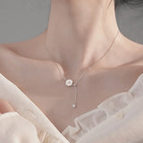 925 Silver Shell Chrysanthemum Tassel Necklace