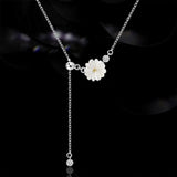 925 Silver Shell Chrysanthemum Tassel Necklace