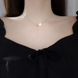 925 Silver Shell Chrysanthemum Tassel Necklace