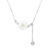 925 Silver Shell Chrysanthemum Tassel Necklace