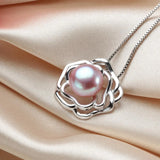 925 Silver Peony Pendant 10-10.5mm Round Pearl AAAA