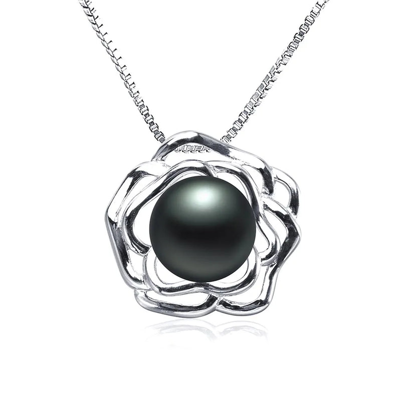 925 Silver Peony Pendant 10-10.5mm Round Pearl AAAA