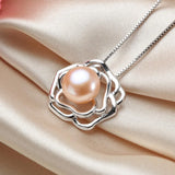 925 Silver Peony Pendant 10-10.5mm Round Pearl AAAA