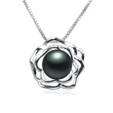 925 Silver Peony Pendant 10-10.5mm Round Pearl AAAA