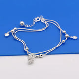 925 Silver Pinecone Anklet Double Line Foot Ornaments