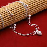 925 Silver Pinecone Anklet Double Line Foot Ornaments