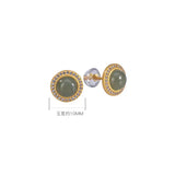 925 Silver Plated Nephrite Jade Stud Earrings for Women