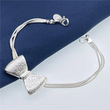 925 Sterling Silver Bowknot Charm Bracelet Wedding Jewelry