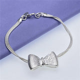 925 Sterling Silver Bowknot Charm Bracelet Wedding Jewelry