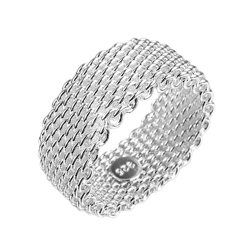 Women's 925 Silver Mesh Interwoven Ring