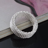 925 Silver Mesh Interwoven Ring For Women