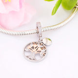 925 Silver Rose Tree Pendant Beads Charms for Bracelets