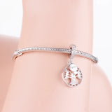 925 Silver Rose Tree Pendant Beads Charms for Bracelets