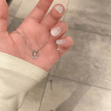 925 Silver Round Necklace Geometric Pendant Delicate Female Jewelry