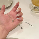925 Silver Round Necklace Geometric Pendant Delicate Female Jewelry