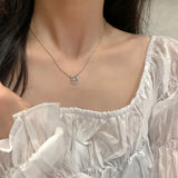 925 Silver Round Necklace Geometric Pendant Delicate Female Jewelry