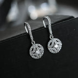 925 Silver Round Crystal Tassel Earrings