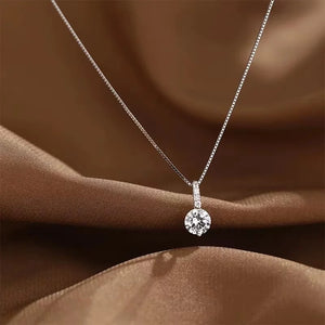 925 Silver Zircon Necklace Minimalist Charm Choker Pendant
