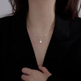 925 Silver Zircon Necklace Minimalist Charm Choker Pendant