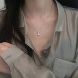 925 Silver Zircon Necklace Minimalist Charm Choker Pendant