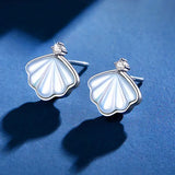 925 Sterling Silver Shell Earrings Diamond Jewelry Wedding Accessories