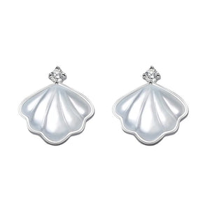 925 Sterling Silver Shell Earrings Diamond Jewelry Wedding Accessories