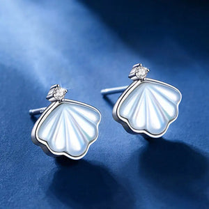 925 Sterling Silver Shell Earrings Diamond Jewelry Wedding Accessories