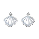 925 Sterling Silver Shell Earrings Diamond Jewelry Wedding Accessories
