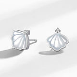 925 Sterling Silver Shell Earrings Diamond Jewelry Wedding Accessories