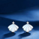 925 Sterling Silver Shell Earrings Diamond Jewelry Wedding Accessories