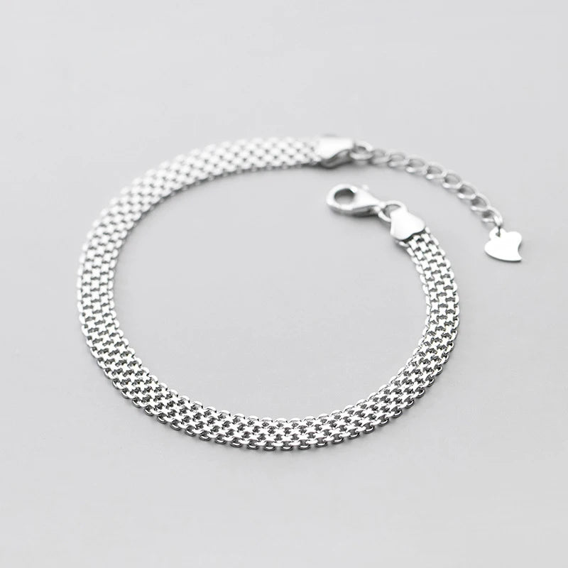 925 Silver Chain Bracelet for Women Men Adjust Bangle