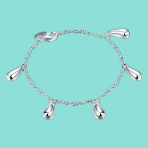 925 Silver Water Drops Chain Bracelet Women Gift