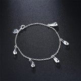 925 Silver Water Drops Chain Bracelet Women Gift