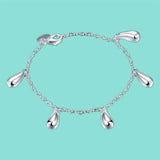 925 Silver Water Drops Chain Bracelet Women Gift