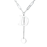 925 Silver Letter Tassel Chain Necklace for Women Punk Style