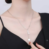 925 Silver Letter Tassel Chain Necklace for Women Punk Style
