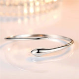 925 Silver Snake Bangle Bracelet Women Open Adjustable Twined Bangles