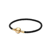 925 Silver Red Woven Leather Bracelet for Charm Beads