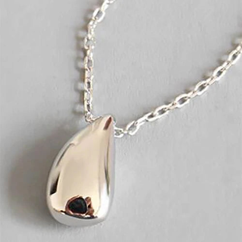 925 Silver Teardrop Necklace Pendant Short Silver Necklace for Women