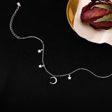 925 Silver Snake Star Moon Anklet Summer Jewelry Women Gift
