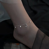 925 Silver Snake Star Moon Anklet Summer Jewelry Women Gift