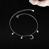 925 Silver Snake Star Moon Anklet Summer Jewelry Women Gift