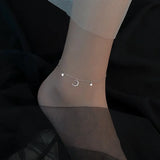 925 Silver Snake Star Moon Anklet Summer Jewelry Women Gift