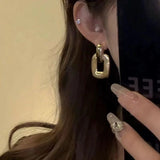925 Silver Square Earrings Personalized Geometric Shape Birthday Gift