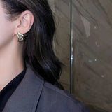 925 Silver Square Stud Earrings Wedding Cocktail Jewelry Korea Earrings