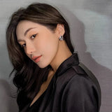 925 Silver Square Stud Earrings Wedding Cocktail Jewelry Korea Earrings