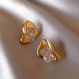 925 Silver Square Stud Earrings Wedding Cocktail Jewelry Korea Earrings